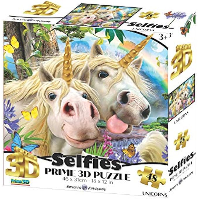 HR10990 UNICORN SELFIE 3D EFFECT JIGSAW PUZZLE, MULTICOLOUR